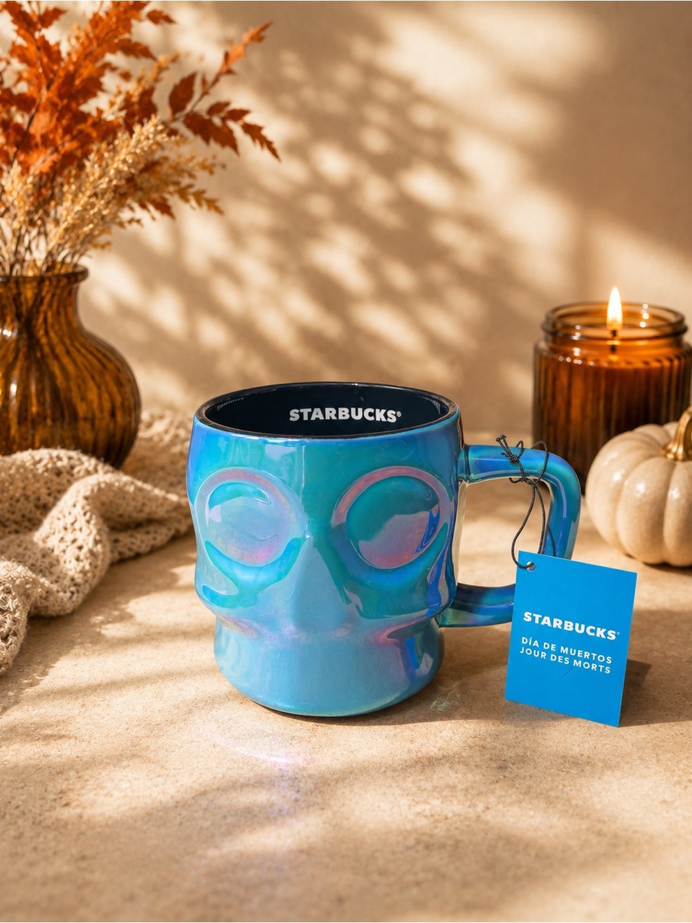 New 💀 Starbucks Halloween Blue Skull Mug